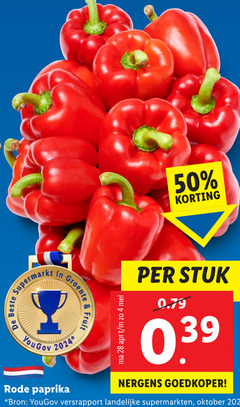  paprika 4 28 50 supermarkt groente rode fruit stuk goedkoper versrapport landelijke supermarkten oktober 