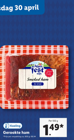  ham 12 30 100 600 alpen style matured for min smoked air dried koeling gerookte ca. 