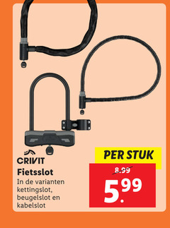 crivit fietsslot kettingslot beugelslot kabelslot stuk 5.99 