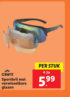  crivit sportbril verwisselbare glazen stuk 5.99 