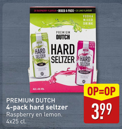  hard seltzer 4 2x raspberry flavour mixed pack lime dutch wodka drink premium vodka lemon sparkling water 