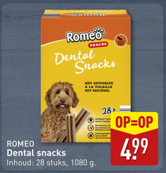  hondensnacks 28 romeo snacks dental gevogelte la mondhygiene hygiene dentaire vitamine b avec vitamin toegevoegde sans sucre inhoud stuks 