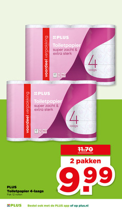  plus huismerk toiletpapier 2 4 12 160 voordeel pak rollen super zacht bollen vellen rol pakken plus.nl 
