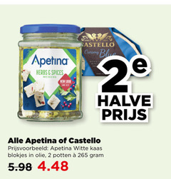  apetina castello blauwe kaas feta 2 herbs spices white cheese new same taste creamy blue co with 2e halve witte blokjes olie potten 
