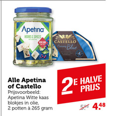  apetina castello feta blauwe kaas 2 herbs spices white cheese new same taste creamy blue with delicate tear witte blokjes olie potten 2e halve 