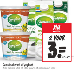  campina kwark yoghurt 1 2 250 500 rijk planet proof anno milde vleugje vanille yo naturel proteine 3. bekers pakken liter 