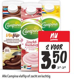  campina vla 2 350 anno vlaflip dubbelvla chocolade vanillesmaak volle camping zacht luchtig framboos 