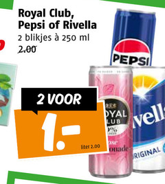  pepsi rivella royal club frisdrank 2 250 blikjes ml liter onade original 