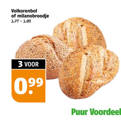  broodjes 3 milanobroodje puur voordeel 