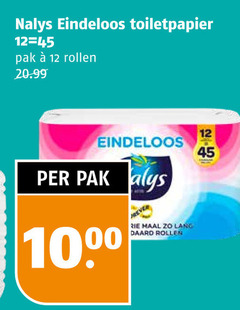  nalys toiletpapier 12 45 1000 eindeloos pak rollen lang 