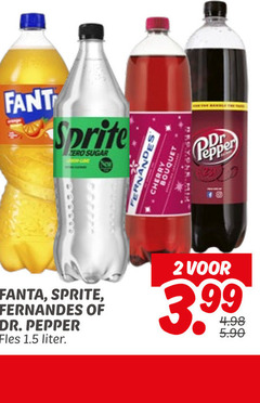  fanta sprite fernandes frisdrank 2 fant zero sugar dr pepper fles liter cherry bouquet 3.99 