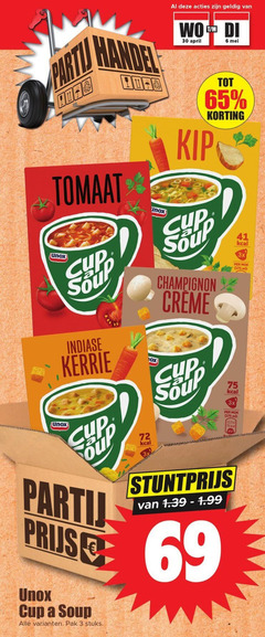  unox soep 3 6 30 65 69 party tomaat inox kip cup soup champignon creme 3x mok ml indiase kerrie pak stuks 