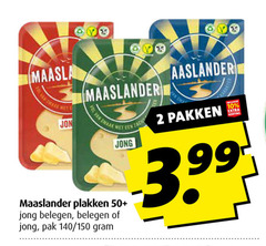  maaslander kaasplakken 2 10 50 jong belegen pak 140 150 pakken 3.99 