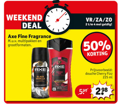  2 4 50 225 weekend deal axe fine fragrance multipakken grootformaten cherry black vanilla douche ml 5.99 