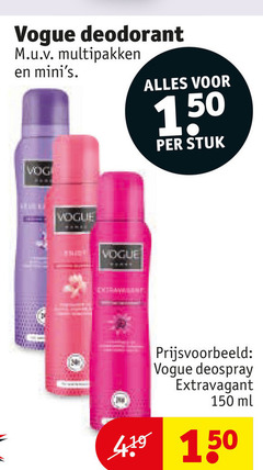  vogue deodorant 150 multipakken stuk deospray extravagant ml 