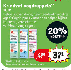  10 20 kruidvat oogdruppels ml last droge gevoelige ogen kalmeren verzachten verfrissen medisch hulpmiddel lees 