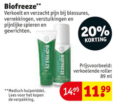  20 biofreeze verkoelt pijn blessures verrekkingen verstuikingen pijnlijke spieren gewrichten medisch hulpmiddel lees verkoelende roller ml 