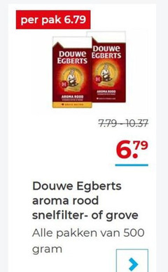  douwe egberts koffie 500 pak aroma rood bood snelfilter grove pakken 