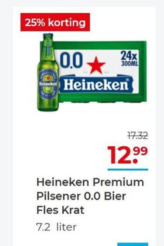  heineken 0.0 krat bier 25 300ml premium pilsener fles liter 