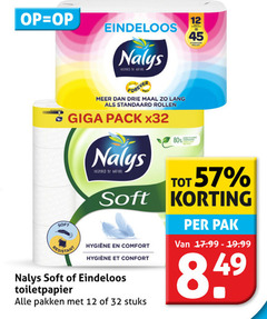  nalys toiletpapier 12 32 45 80 soft eindeloos inspired by nature forever drie lang rollen giga pack resistant comfort pakken stuks pak 
