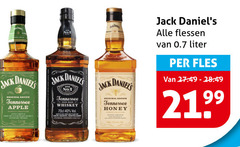  40 jack daniels original recipe tennessee apple no.7 whiskey honey flessen liter fles 