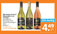  witte wijn 25 hardys crest lot liter chili chardonnay sauvignon blanc fles varieeren cando toro 5.99 