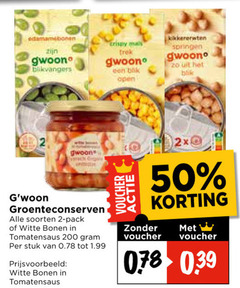  gwoon groenteconserven 2 50 200 kikkererwten crispy mais trek springen blikvangers blik open le soorten pack witte bonen tomatensaus stuk voucher 2x 