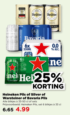  warsteiner heineken bavaria 0.0 silver blikjes bier 3 6 10 25 33 zeven varia verfrissend zuiver natuurlijk mineraalwater gezuiverd orig imported premium beer 6x 330ml perfectly pack hei pils 