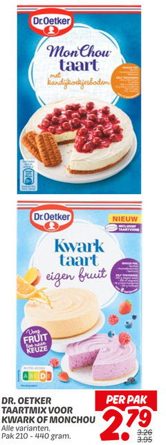  dr oetker bakmix 8 dr.oetker taart dr. kwark fruit taartvorm nutri score taartmix monchou pak 