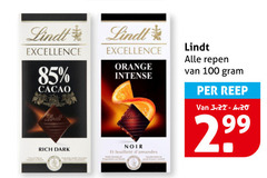  lindt chocolade 100 excellence cacao orange intense dark noir feuillet repen reep 
