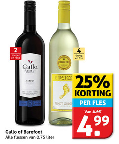  rode wijn witte rose 2 4 13 25 99 soepel rond gallo family merlot california medaille cato pinot grigio barefoot flessen liter droog fris fles 