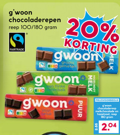  gwoon chocolade 9 20 180 chocoladerepen reep 100 fairtrade genieten flinke melk puur hazelnoot chocoladereep melkchocolade 
