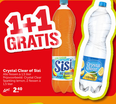  sisi crystal clear fruitdrank frisdrank 1 2 100 240 flessen 5 liter sparkling lemon zero sugar bubbles mango flavour koolzuur citroen 