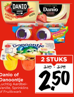  2 danio vanille luchtig aardbei danoontje stuks fruitkwark 