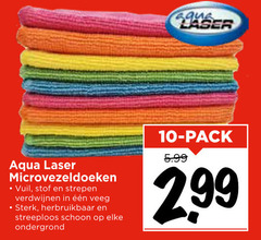  10 aqua laser microvezeldoeken vuil stof strepen verdwijnen veeg herbruikbaar streeploos schoon ondergrond pack 5.99 