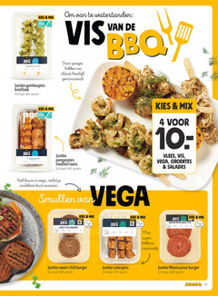  4 10 17 20 80 140 180 200 jumbo bbq mix farmed responsibly certified asc-aqua.org watertanden visio gambaspies knoflook gewicht schaal pangasius visspies spiesjes gemarineerd pangaspies mediterraans vega eindeloos varieeren sweet chili burger plantaardig vlees vis groentes salades mexicaanse stijl prosecco satespies marinade 