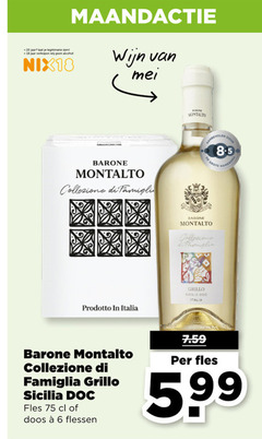  witte wijn 6 18 25 jaar legitimatie alcohol nix18 montalto barone collezione prodotto italia grillo sicilia famiglia fles doos flessen 5.99 