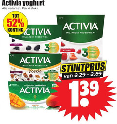  3 4 activia yoghurt pak stuks x4 pruim muesli miljarden probiotica vezels energie niveau eerlijke stukjes fruit aardbei vertering voedings stoffen bifidus b mango kunstmatig bewaarmiddelen 