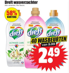  dreft wasverzachter 40 flacon adoucissant new ultimate care wasbeurten white blossoms anti aging with collagen 5.99 