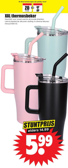  4 xxl thermosbeker warme koude dranken lekvrij siliconen sluiting kleuren inhoud ml elders 