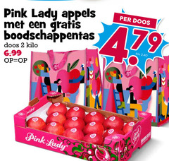  2 pink lady appels boodschappentas doos kilo 