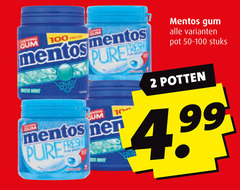  2 10 100 gum mentos mint pot stuks potten 
