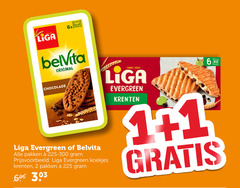  1 2 225 liga 6x belvita original chocolade evergreen pakken koekjes krenten 
