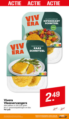  vivera vegetarisch 2 40 stuks plantaardige kipkrokant schnitzel vegetarische kaas nutri score serveersuggestie eiwitrijk vleesvervangers pakken bio pak varieeren kassa online 