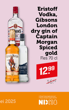  wodka gin rum 18 25 captain morgan spiced cold vodka eristoff london dry gold fles jaar legitimatie alcohol nix18 