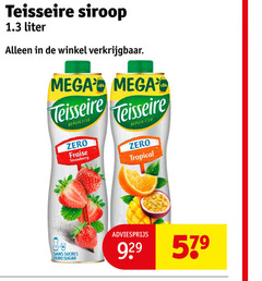  teisseire siroop liter mega depuis zero fraise strawberry tropical sans sucres sugar 