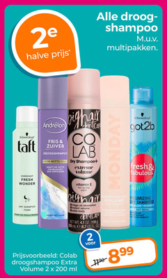  droogshampoo 2 200 2e halve droog shampoo multipakken schwarzkopf taft overnight fresh wonder dry foam hair without residue fris zuiver co lab witte waas vette haaraanzet opfrisser vet haar extreme volume got2b fabulous vitamin for scalp care omega oil absorption instant body oz ml us shampooing sec volumizing allday freshness breezy tropical casting fragrance 