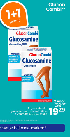  1 2 60 combi gluconcombi glucosamine chondroitine mangaan aanmaak kraakbeen gewrichten vitamine gezond inhoud tabletten stuks artikel combinatie 