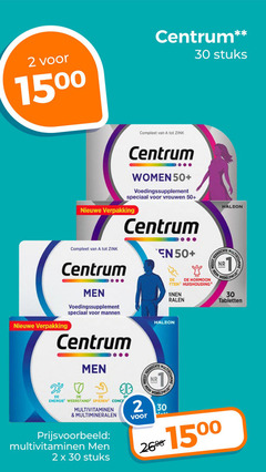  centrum multivitaminen 2 20 30 1500 stuks zink women 50 voedingssupplement vrouwen nieuwe men huishouding mannen multivitamine verkochte merk tabletten energie weerstand spieren 