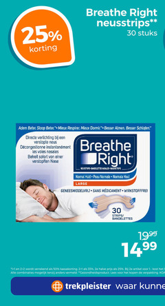  1 2 25 30 33 50 breathe right neusstrips stuks adem beter slaap respirer verlichting verstopte neus les nasales sofort bandelettes normal huid peau haut large sans strips 2e halve artikel combinaties vermeld gezondheidsproduct lees trekpleister 